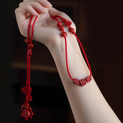 Mythstone Natural Cinnabar Calm Blessing Red String Belly Chain