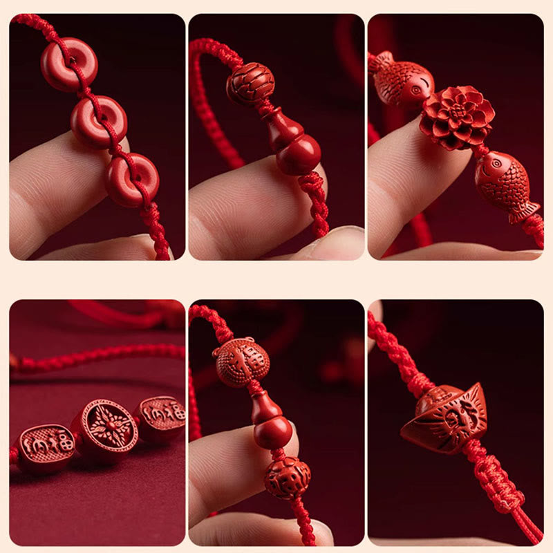 Mythstone Natural Cinnabar Calm Blessing Red String Belly Chain