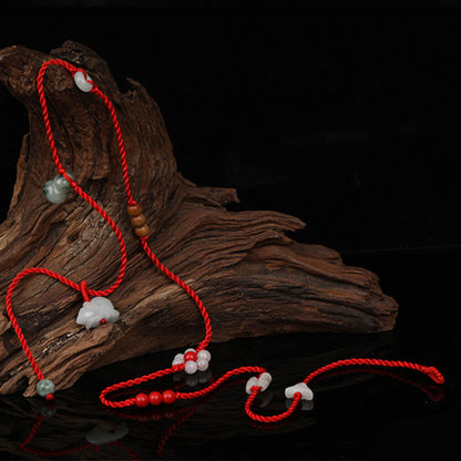 Mythstone Chinese Zodiac Peach Wood Blessing Red String Belly Chain