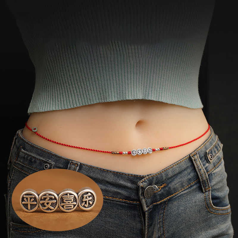 Mythstone 999 Sterling Silver Blessing Red String Belly Chain