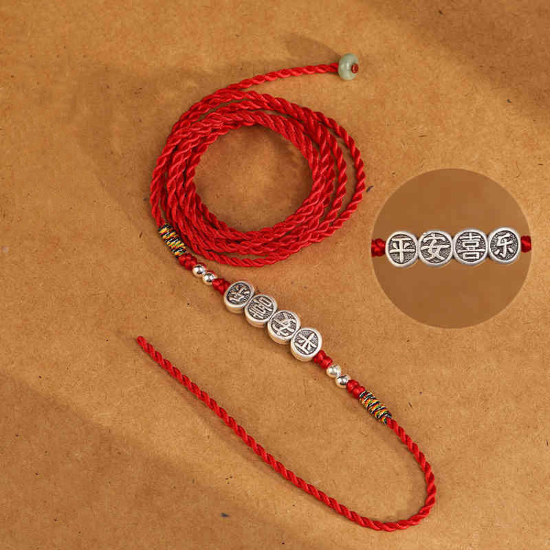 Mythstone 999 Sterling Silver Blessing Red String Belly Chain