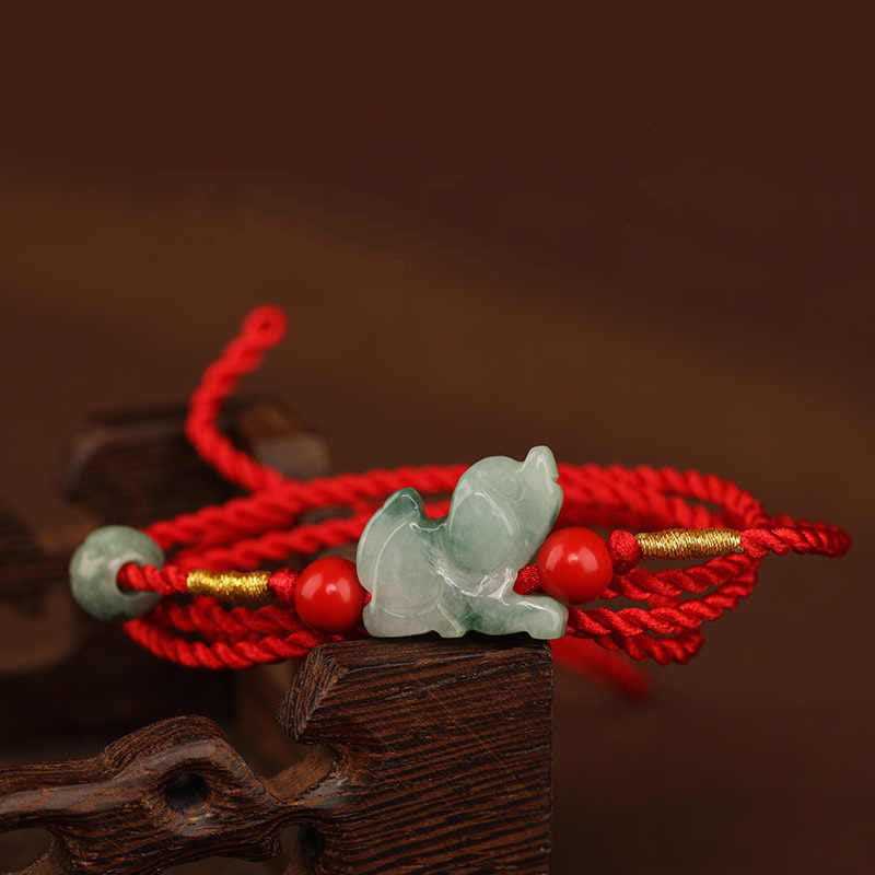 Mythstone Jade Peace Buckle Blessing Red String Belly Chain