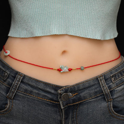 Mythstone Jade Peace Buckle Blessing Red String Belly Chain