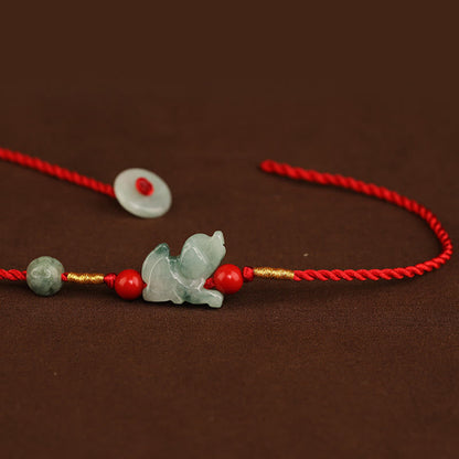 Mythstone Jade Peace Buckle Blessing Red String Belly Chain