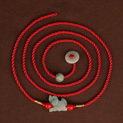 Mythstone Jade Peace Buckle Blessing Red String Belly Chain