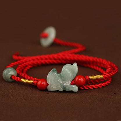 Mythstone Jade Peace Buckle Blessing Red String Belly Chain