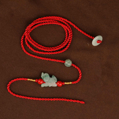 Mythstone Jade Peace Buckle Blessing Red String Belly Chain