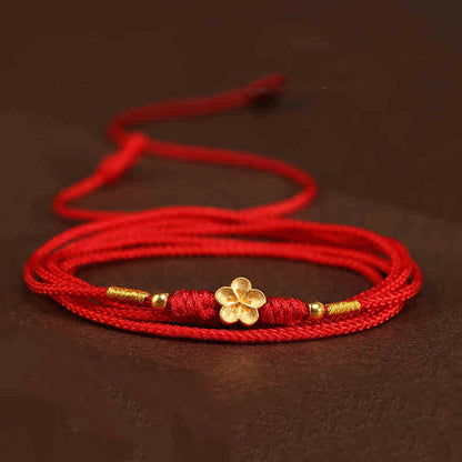 Buddha Stone 999 Solid Gold Red String Belly Chain