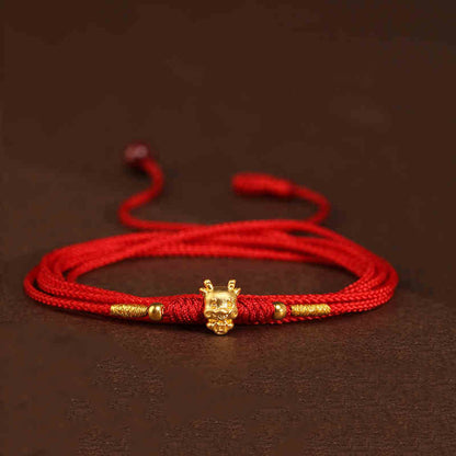 Buddha Stone 999 Solid Gold Red String Belly Chain