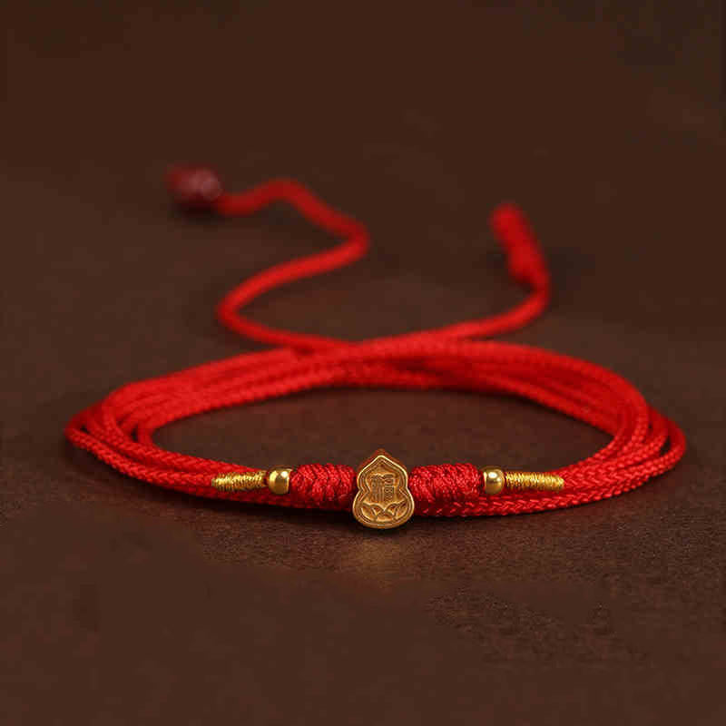 Buddha Stone 999 Solid Gold Red String Belly Chain