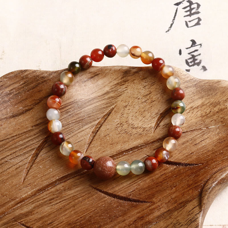 Mythstone Red Agate Shoushan Stone Calm Blessing Bracelet