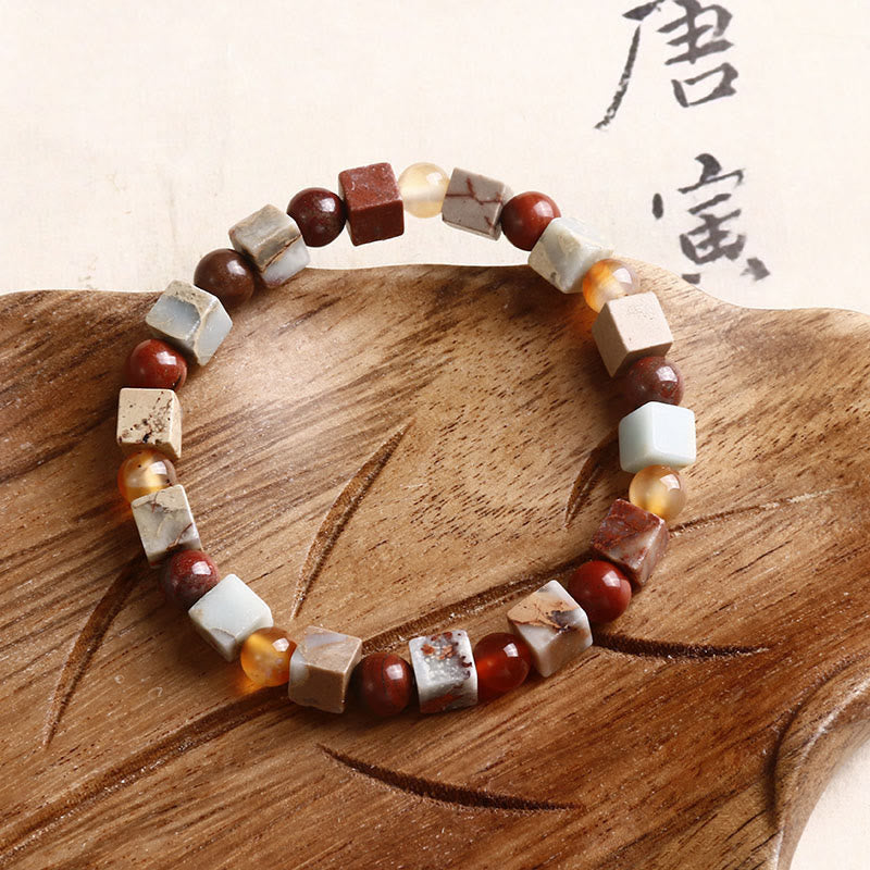 Mythstone Red Agate Shoushan Stone Calm Blessing Bracelet