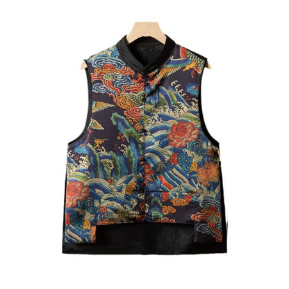 Mythstone Vintage Embroidery Flower Cloud Pattern Vest