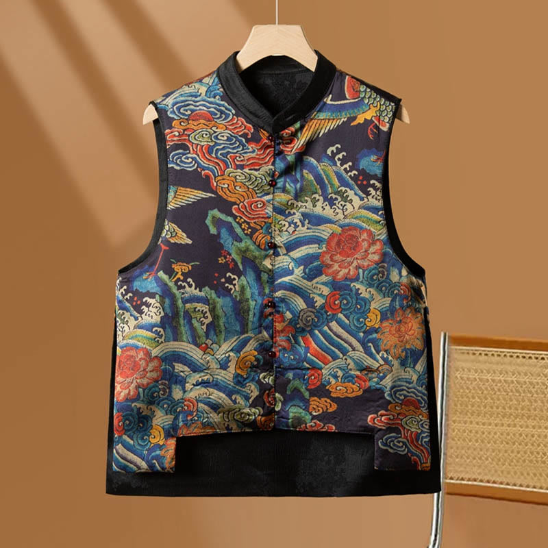 Mythstone Vintage Embroidery Flower Cloud Pattern Vest