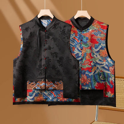 Mythstone Vintage Embroidery Flower Cloud Pattern Vest