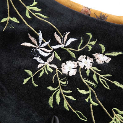 Mythstone Vintage Embroidery Leaves Flowers Pattern Velvet Vest