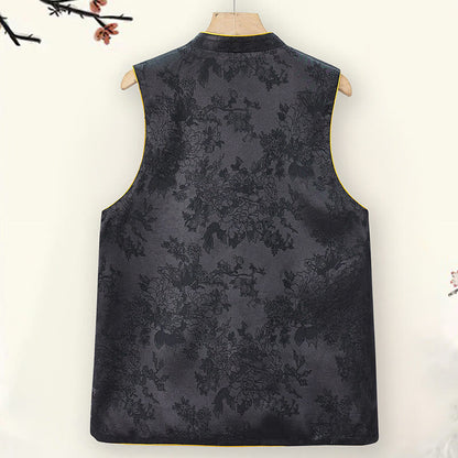 Mythstone Vintage Embroidery Plum Blossom Pattern Double-Sided Wear Vest