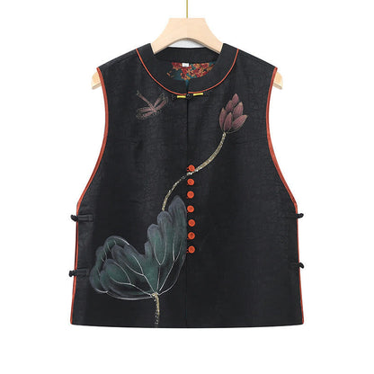 Mythstone Vintage Embroidery Jacquard Weave Flower Pattern Vest