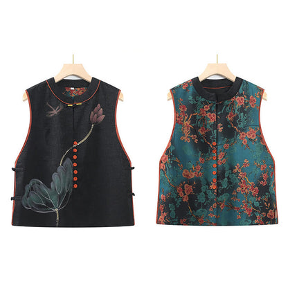 Mythstone Vintage Embroidery Jacquard Weave Flower Pattern Vest