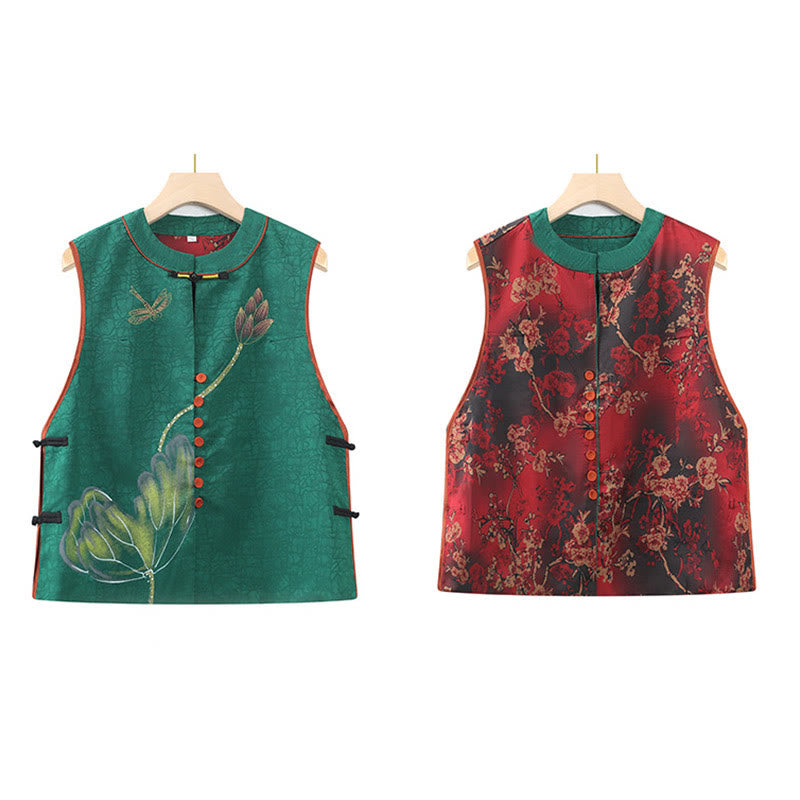 Mythstone Vintage Embroidery Jacquard Weave Flower Pattern Vest