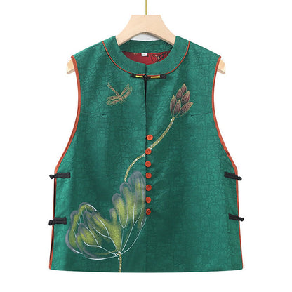 Mythstone Vintage Embroidery Jacquard Weave Flower Pattern Vest