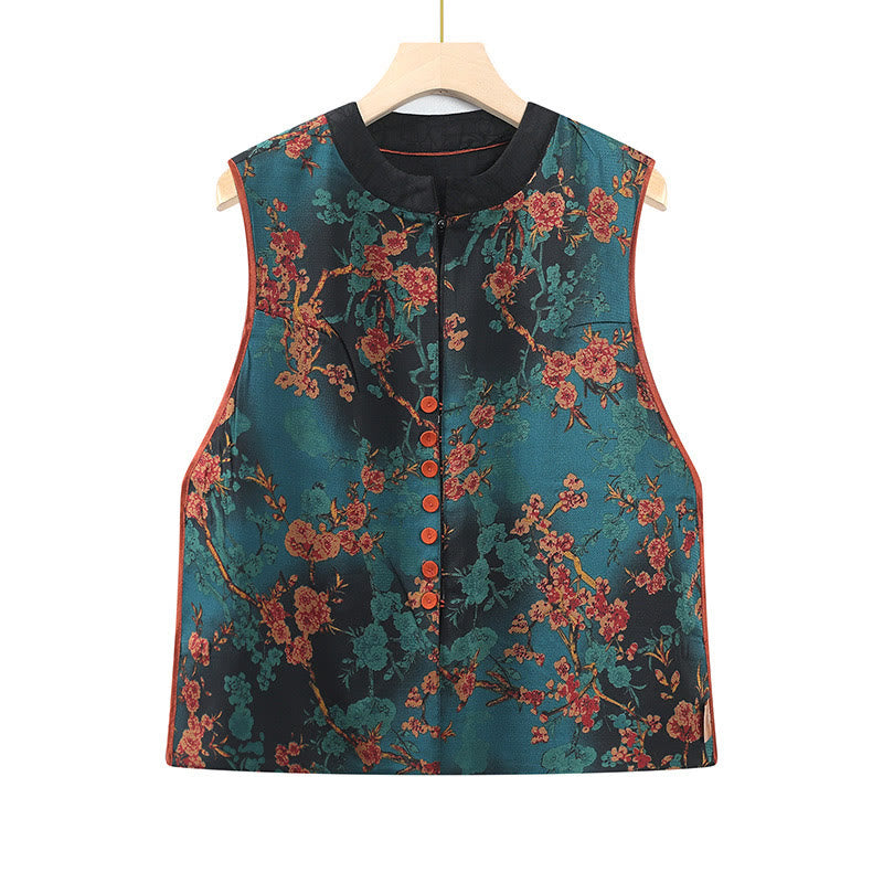 Mythstone Vintage Embroidery Jacquard Weave Flower Pattern Vest