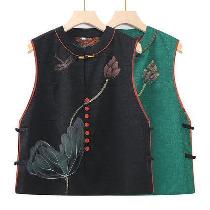 Mythstone Vintage Embroidery Jacquard Weave Flower Pattern Vest