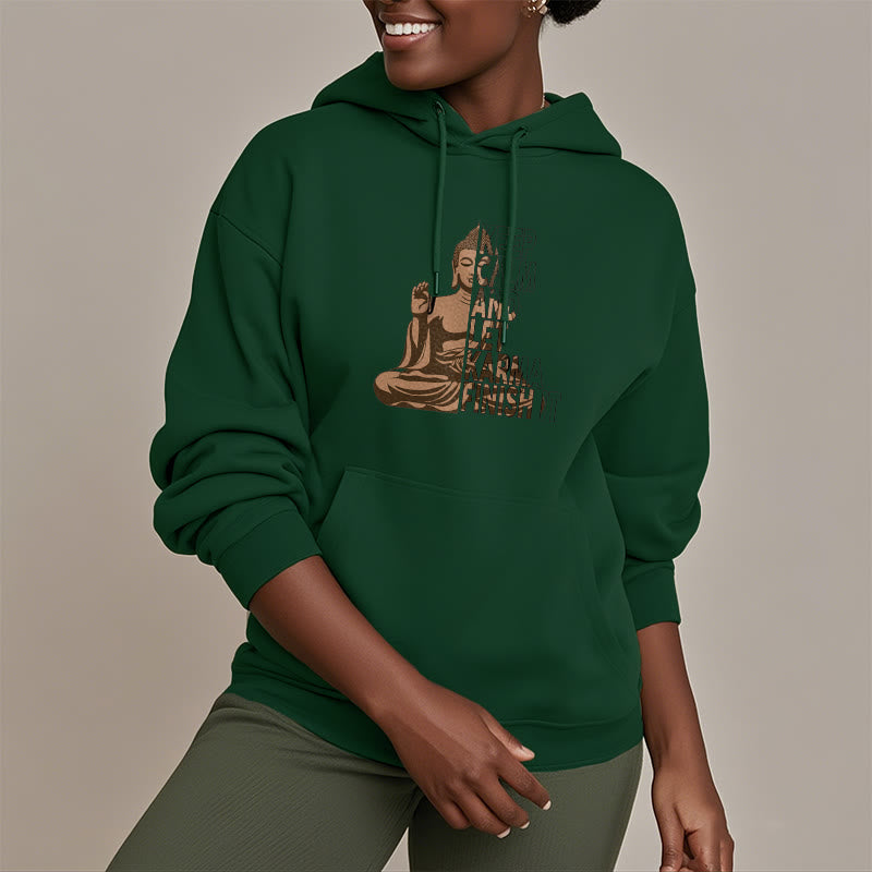 Sudadera con capucha y forro polar de poliéster con texto en inglés "Keep Calm And Let Karma Finish It Buddha" de Mythstone 