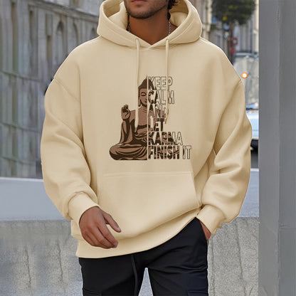 Sudadera con capucha y forro polar de poliéster con texto en inglés "Keep Calm And Let Karma Finish It Buddha" de Mythstone 