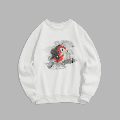 Mythstone Yin Yang Koi Fish Clouds Fleece Lined Sweatshirt