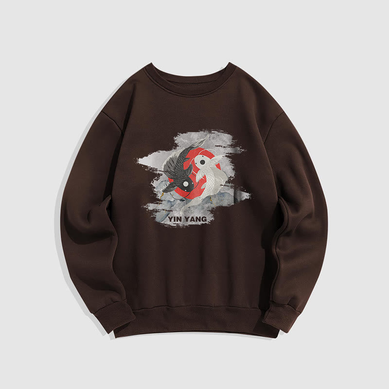 Mythstone Yin Yang Koi Fish Clouds Fleece Lined Sweatshirt