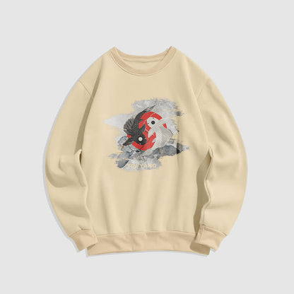 Mythstone Yin Yang Koi Fish Clouds Fleece Lined Sweatshirt