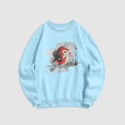 Mythstone Yin Yang Koi Fish Clouds Fleece Lined Sweatshirt