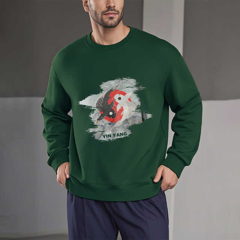 Mythstone Yin Yang Koi Fish Clouds Fleece Lined Sweatshirt