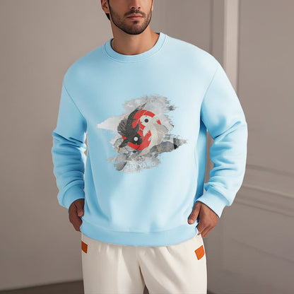 Mythstone Yin Yang Koi Fish Clouds Fleece Lined Sweatshirt