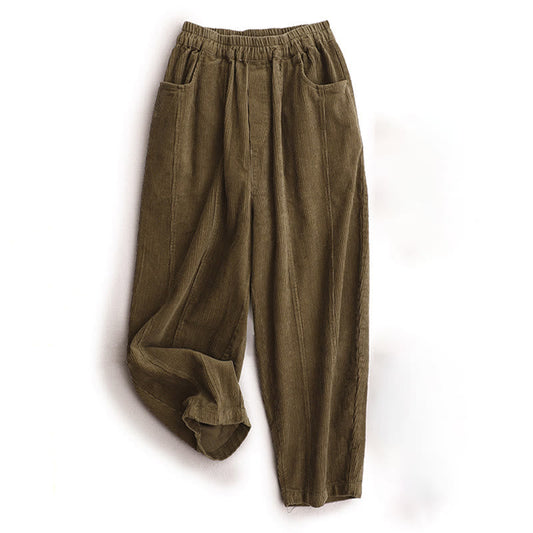 Mythstone Vintage Fall Cotton Corduroy Harem Pants With Pockets