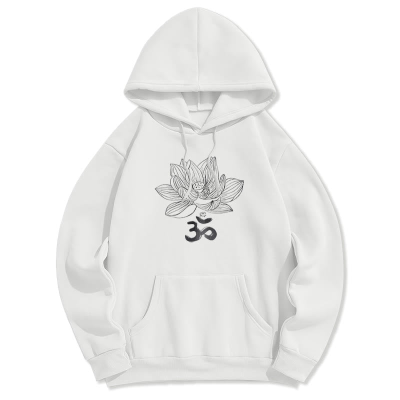 Mythstone Om Mantra Sanskrit Lotus Flower Fleece Lined Hoodie