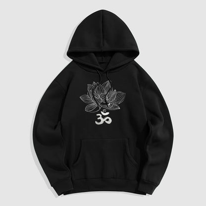 Mythstone Om Mantra Sanskrit Lotus Flower Fleece Lined Hoodie