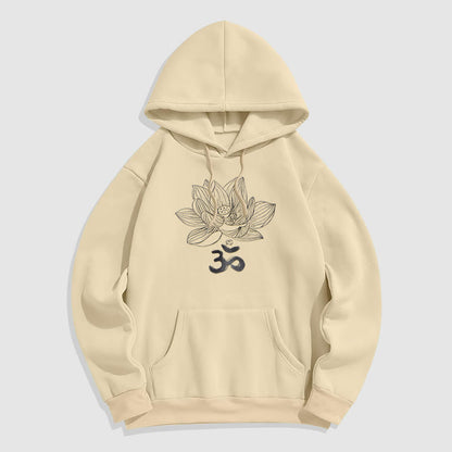 Mythstone Om Mantra Sanskrit Lotus Flower Fleece Lined Hoodie