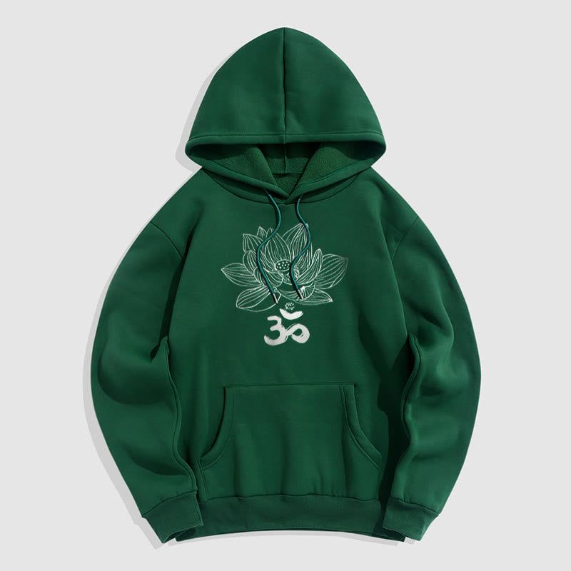 Mythstone Om Mantra Sanskrit Lotus Flower Fleece Lined Hoodie