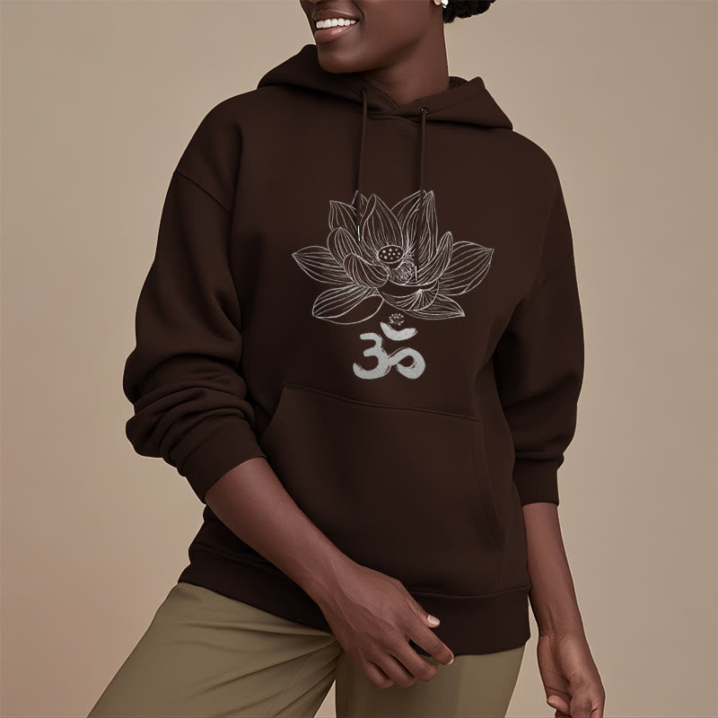 Mythstone Om Mantra Sanskrit Lotus Flower Fleece Lined Hoodie