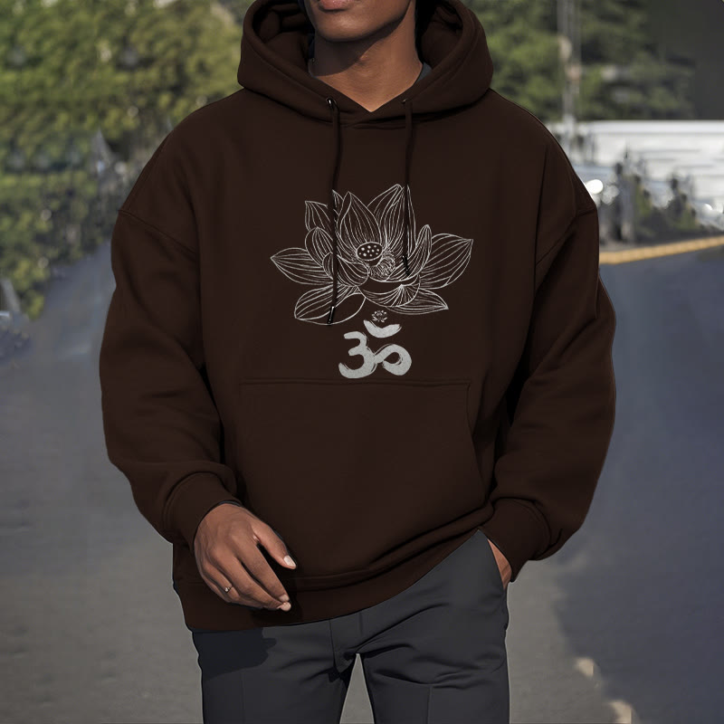 Mythstone Om Mantra Sanskrit Lotus Flower Fleece Lined Hoodie