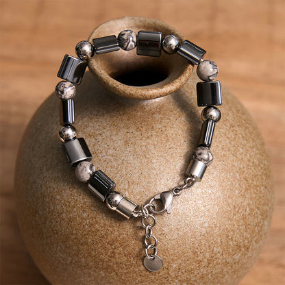 Mythstone Hematite Tiger Eye Picasso Jasper Support Buckle Chain Bracelet