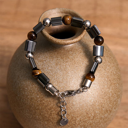 Mythstone Hematite Tiger Eye Picasso Jasper Support Buckle Chain Bracelet