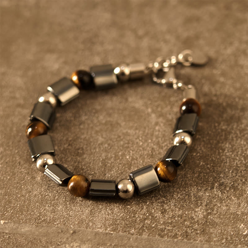 Mythstone Hematite Tiger Eye Picasso Jasper Support Buckle Chain Bracelet