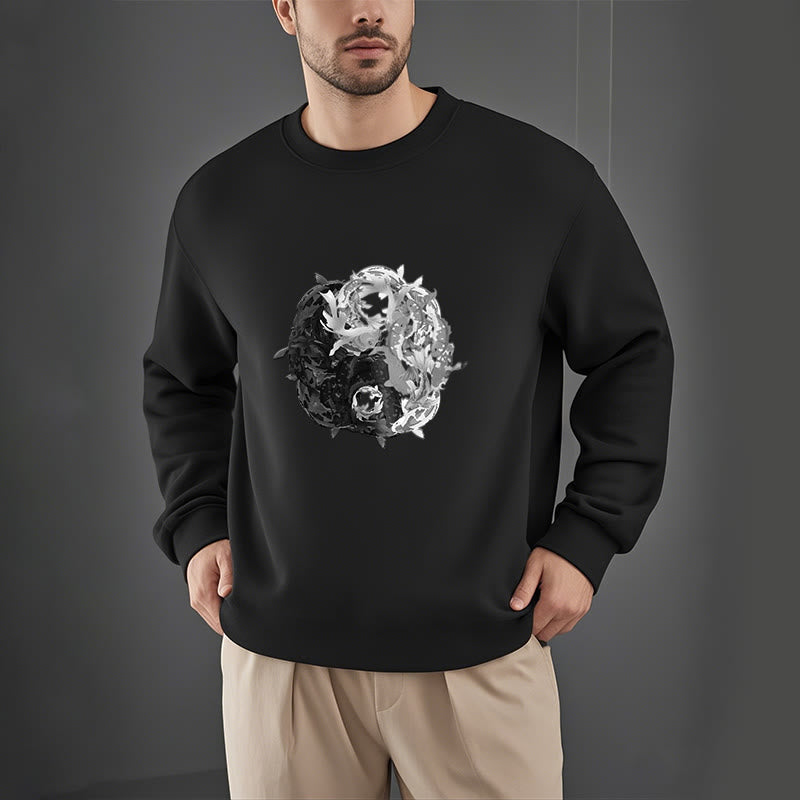 Mythstone Yin Yang Koi Fish Combination Fleece Lined Polyester Sweatshirt