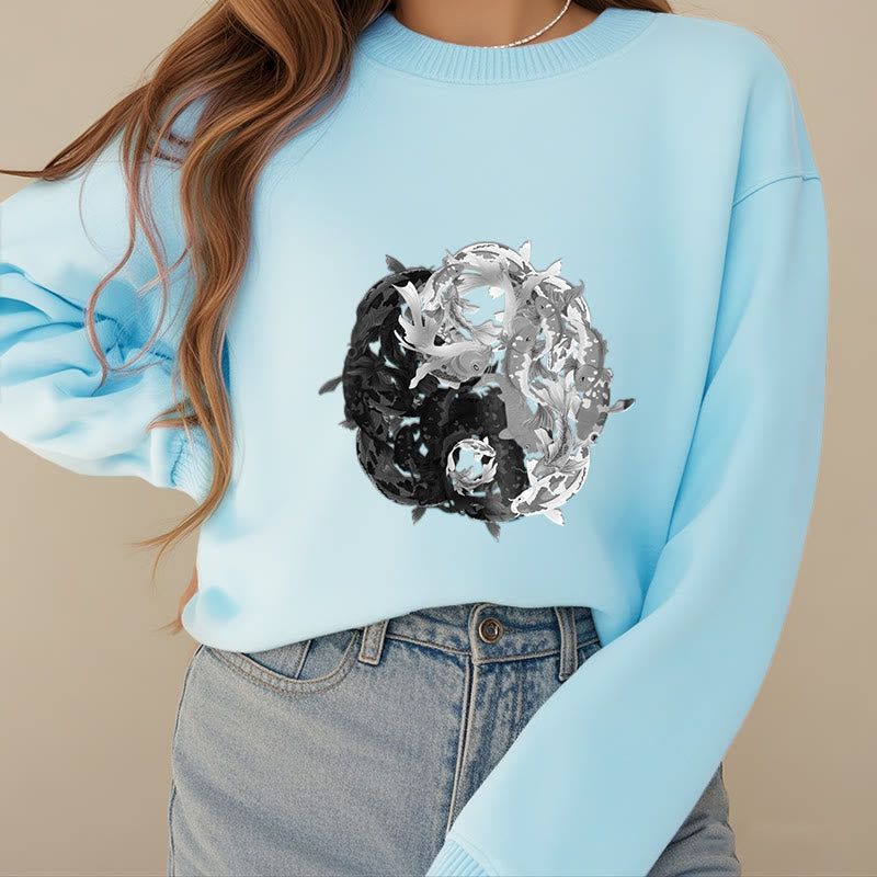 Mythstone Yin Yang Koi Fish Combination Fleece Lined Polyester Sweatshirt