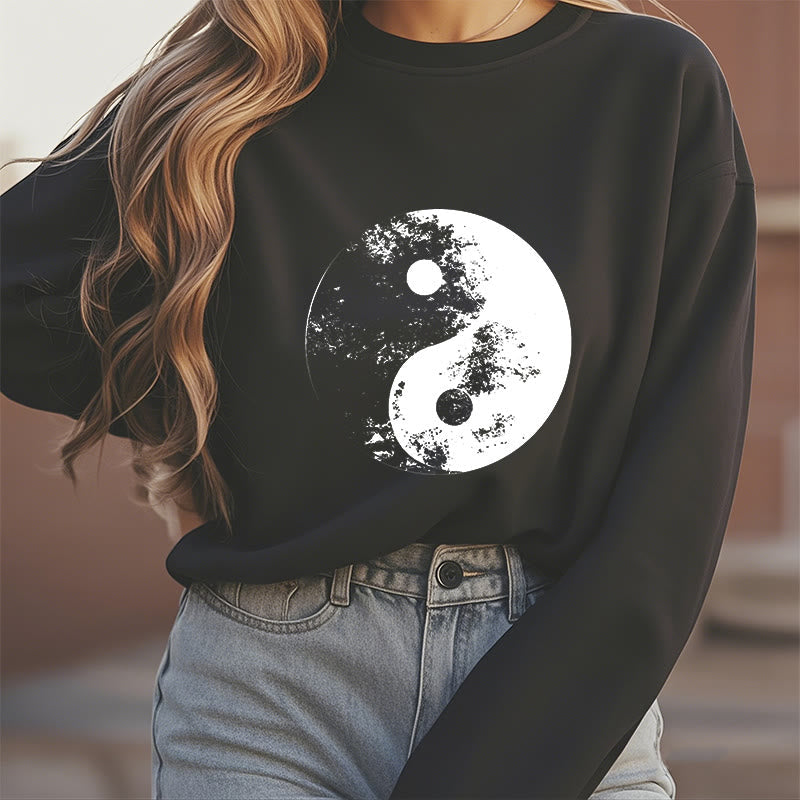 Mythstone Yin Yang Tai Chi Pattern Fleece Lined Sweatshirt