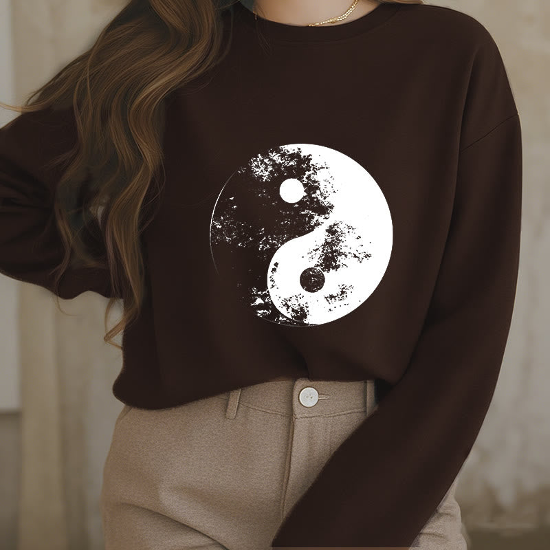 Mythstone Yin Yang Tai Chi Pattern Fleece Lined Sweatshirt