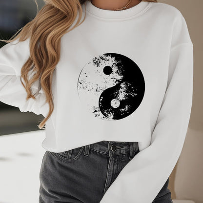 Mythstone Yin Yang Tai Chi Pattern Fleece Lined Sweatshirt